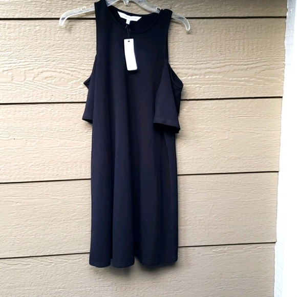 Anthro Cupcakes & Cashmere Hyde Black Dress cold shoulder - Picture 7 of 12